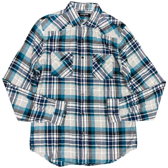 EUC Men's EXPRESS Casual Fit Western Plaid Western-Style Shirt | Size M - Picture 2 of 6